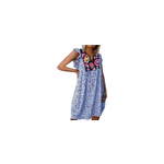 Robe dbardeur  volants sans manches en mousseline lopard avec col en v pour femmes, bleu / m