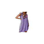 Robe dbardeur  volants sans manches en mousseline lopard avec col en v pour femmes, violet / m