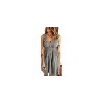 Robe dcontracte  col en v, sans manches et  boutons, taille lastique, pour femmes, gris / m