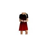 Robe dcontracte  manches courtes et  col rond pour femmes, avec un dgrad de couleurs, noir + rouge ...