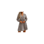 Robe dcontracte  manches longues et  motifs floraux, col en v pour femmes, abricot / m