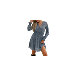 Robe dcontracte  manches longues et  motifs floraux, col en v pour femmes, bleu / m