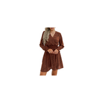 Robe dcontracte  manches longues et  motifs floraux, col en v pour femmes, marron / m