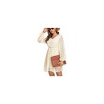 Robe dcontracte en mousseline  manches longues et col en v  pois pour femmes, blanc / m