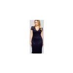 Robes lgantes en dentelle  manches courtes et col v pour femmes de taille plus, bleu / m