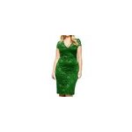 Robes lgantes en dentelle  manches courtes et col v pour femmes de taille plus, vert / m