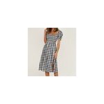 Robe  encolure carre et  manches bouffantes imprimes pour femmes, noir / m