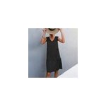 Robe d't pour femmes, col en v, sans manches, sans fronces, dbardeur de couleur unie, noir / m