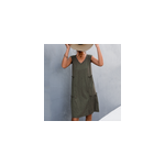 Robe d't pour femmes, col en v, sans manches, sans fronces, dbardeur de couleur unie, vert militaire ...