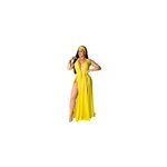 Robe d't pour femmes robe de fte en mousseline sexy boho casual maxi dresses, jaune / m