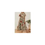 Robe d'été imprimée pour femme, taille haute, à manches longues, jaune clair / m Robe d'été imprimée pour femme, taille haute, à manches longues, jaune clair / m