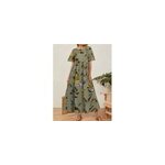 Robe d'été imprimée pour femme, taille haute, à manches longues, vert / m Robe d'été imprimée pour femme, taille haute, à manches longues, vert / m
