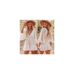Robe d'été sexy à manches en dentelle blanche et col en v pour femmes, s Robe d'été sexy à manches en dentelle blanche et col en v pour femmes, s