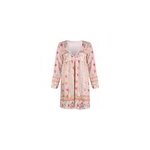 Robes de femme en coton  manches longues et  col en v fleuri de style bohme, jaune / m