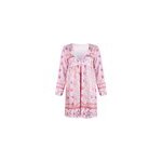 Robes de femme en coton  manches longues et  col en v fleuri de style bohme, rouge / m