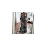 Robe longue décontractée avec col en v et imprimé léopard pour femmes, gris / m Robe longue décontractée avec col en v et imprimé léopard pour femmes, gris / m