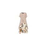 Robe longue  fleurs vintage en coton et lin pour femmes, style boho maxi, blanc / l
