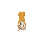 Robe longue  fleurs vintage en coton et lin pour femmes, style boho maxi, jaune / l