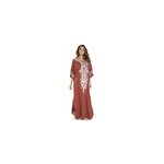 Robe longue à manches longues brodée et fendue sur le côté pour femmes, rouge Robe longue à manches longues brodée et fendue sur le côté pour femmes, rouge