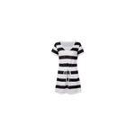 Robe à manches courtes pour femmes, col v, imprimé rayé, avec poches à ceinture, noir / m Robe à manches courtes pour femmes, col v, imprimé rayé, avec poches à ceinture, noir / m