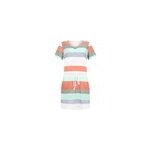 Robe à manches courtes pour femmes, col v, imprimé rayé, avec poches à ceinture, rose / m Robe à manches courtes pour femmes, col v, imprimé rayé, avec poches à ceinture, rose / m