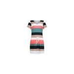 Robe � manches courtes pour femmes, col v, imprim� ray�, avec poches � ceinture, vert fonc� / m