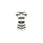 Robe à manches courtes pour femmes, col v, imprimé rayé, avec poches à ceinture, vert / m Robe à manches courtes pour femmes, col v, imprimé rayé, avec poches à ceinture, vert / m