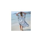 Robe de plage dcontracte d't  imprim tie - dye pour femmes, blanc + gris