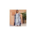 Robe de plage dcontracte d't  imprim tie - dye pour femmes, blanc + noir