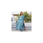 Robe de plage dcontracte d't  imprim tie - dye pour femmes, bleu + noir