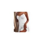 Robe sexy sans manches  imprim floral et  bretelles spaghetti pour femmes, blanc / m