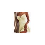 Robe sexy sans manches  imprim floral et  bretelles spaghetti pour femmes, jaune / m