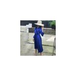 Robe sexy en satin pliss  manches longues avec paules dcolletes pour femme, bleu / m