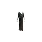 Robe de soire sexy  col v profond et  manches longues pour femmes, noir / m