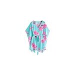 Robe tunique en mousseline de soie  manches courtes avec impression  volants pour femmes. , type 3 ...