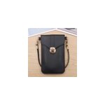 Sac  bandoulire crois simple en cuir pu avec verrouillage du tlphone, noir