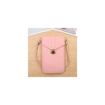 Sac � bandouli�re crois� simple en cuir pu avec verrouillage du t�l�phone, rose
