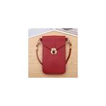 Sac  bandoulire crois simple en cuir pu avec verrouillage du tlphone, rouge