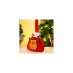 Sacs cadeaux de no�l 3d � cordon en forme de pomme, ensemble de 4 pi�ces, elan