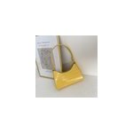 Sac d'�paule f�minin d'�t� en cuir pu � fermeture �clair et motif crocodile, jaune