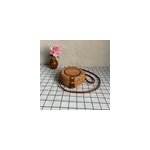 Sac en rotin rond en paille tisse avec lanire en cuir pour femme, type 1