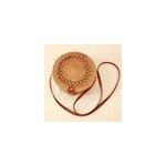 Sac en rotin rond en paille tisse avec lanire en cuir pour femme, type 4