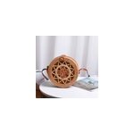Sac en rotin rond en paille tisse avec lanire en cuir pour femme, type 6