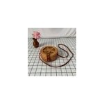 Sac en rotin rond en paille tisse avec lanire en cuir pour femme, type 7