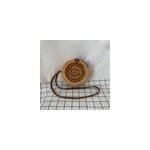 Sac en rotin rond en paille tisse avec lanire en cuir pour femme, type 8