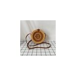 Sac en rotin rond en paille tisse avec lanire en cuir pour femme, type 9