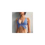 Sexy creux bikini femme crochet papillon top dos nu, bleu
