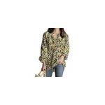 T - shirt bohme  manches longues avec cordon de serrage, col en v, imprim floral, pour femmes, jaune ...