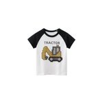 T - shirt en coton  manches courtes et col rond imprim tracteur pour petits garons, 90cm