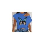 T - shirt d�contract�, sexy et sans manches, imprim� de papillons, pour femmes, bleu / m